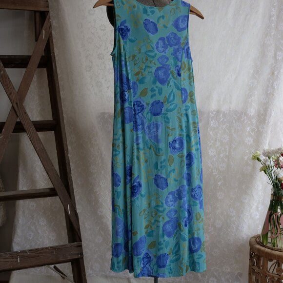 Vintage 1990s JULIA 100% Viscose Spring Summer Flowy Breathable Sundress Dress - Picture 12 of 12